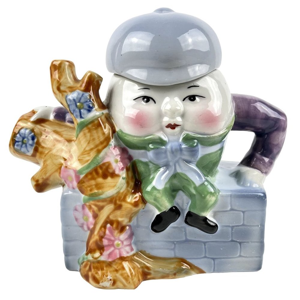 Humpty Dumpty Nursery Rhyme Ceramic Teapot Vintage Easter Decor by Feitx